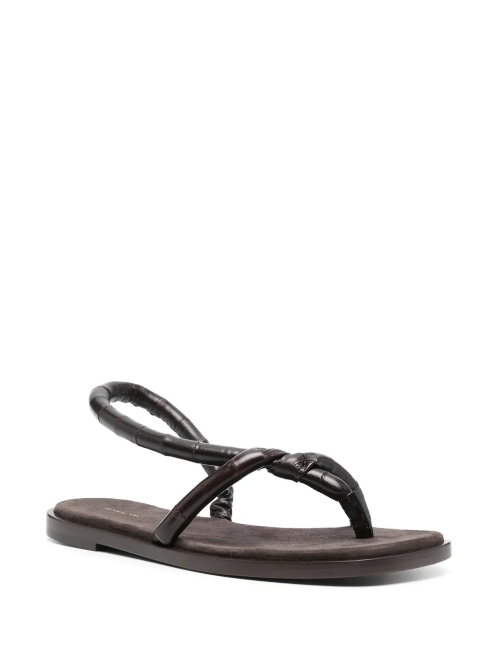 Ferragamo square-toe leather sandals Brown