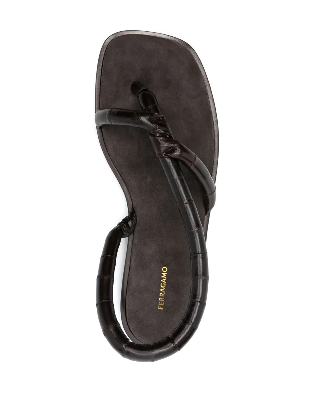 Ferragamo square-toe leather sandals Brown