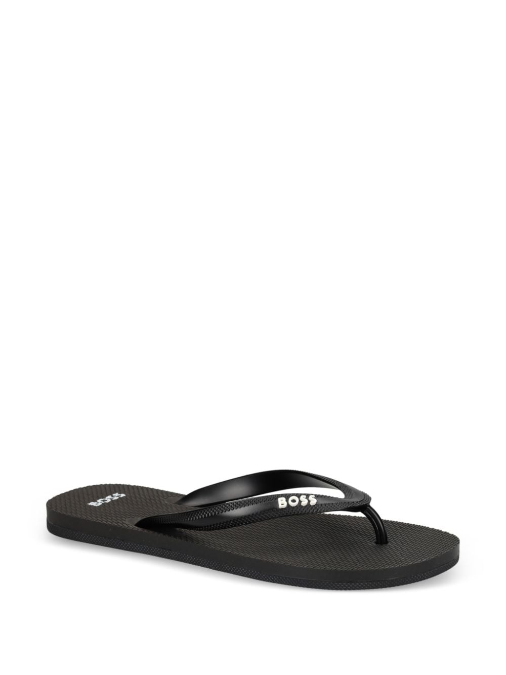 BOSS logo-embossed flip-flops - Zwart