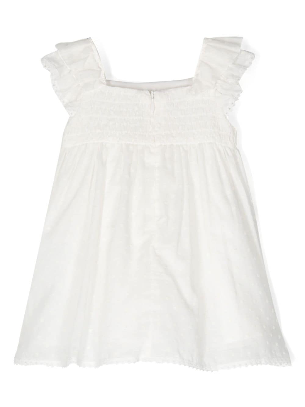 Shop Stella Mccartney Point D'esprit-pattern Cotton Dress In 白色