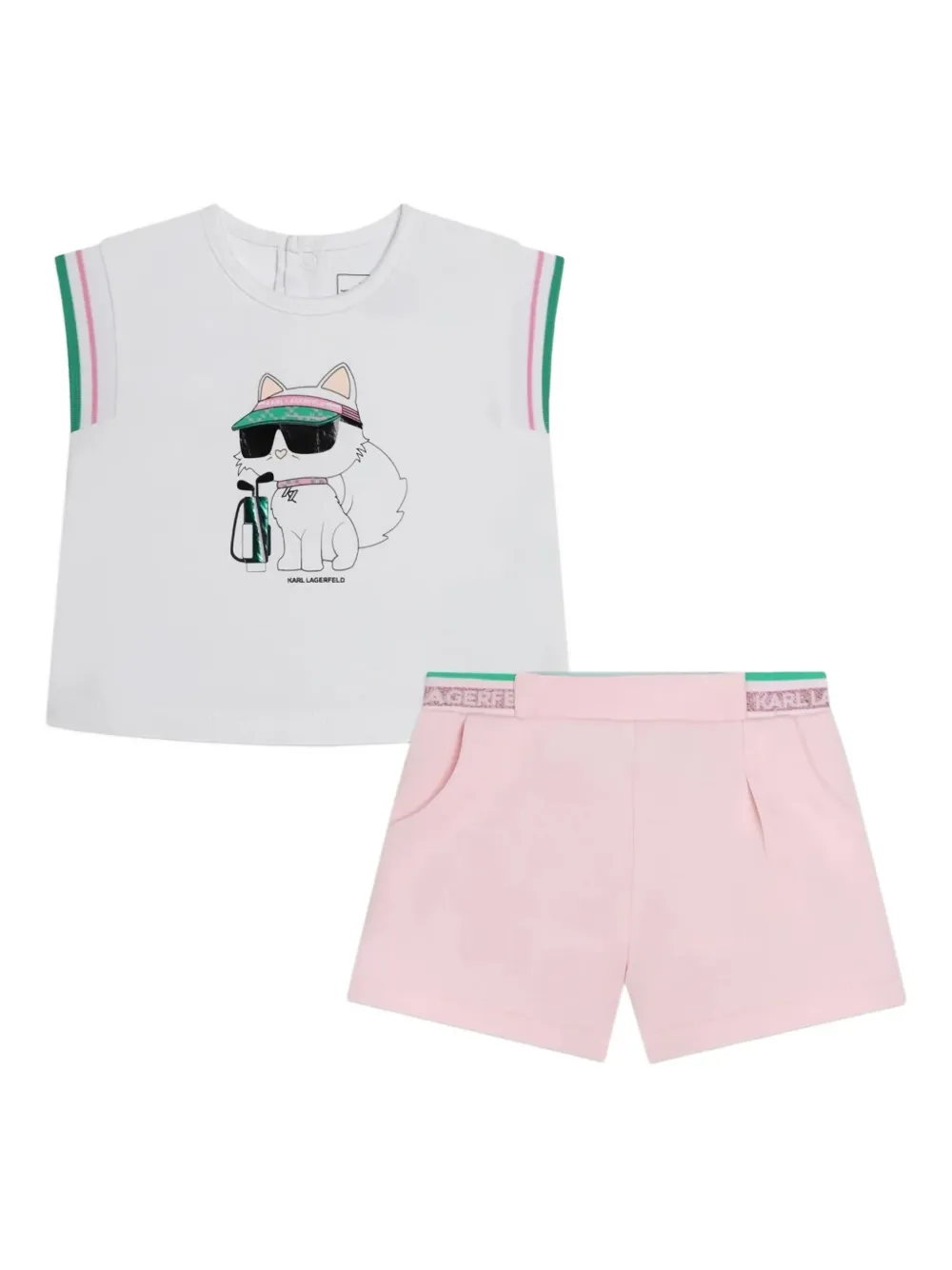 Karl Lagerfeld Kids graphic-print top and shorts - ホワイト Karl Lagerfeld Kids graphic-print top and shorts - ホワイト