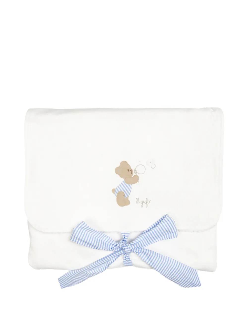 Il Gufo bear stripe towel - Bianco