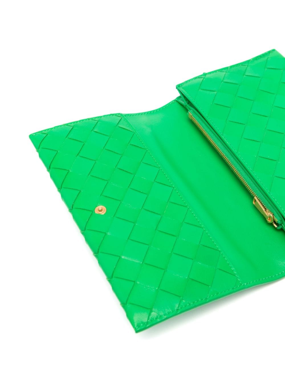 Shop Bottega Veneta Intrecciato Leather Wallet In Green