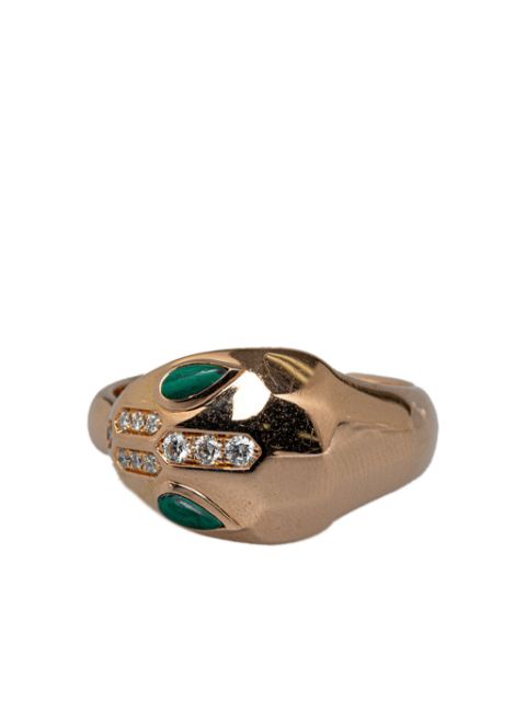 Bvlgari Pre-Owned 18kt rose gold Serpenti malachite and diamond ring