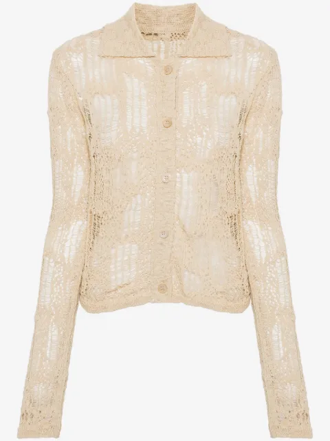 System distressed open-knit cardigan