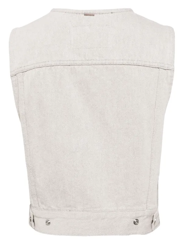 System Collarless Denim Vest Farfetch