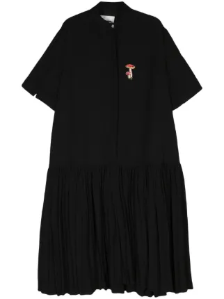 【送関込】Jil Sander☆ジルサンダー エンブロイダリードレス Jil Sander エンブロイダリー クレープドレス | ブラック