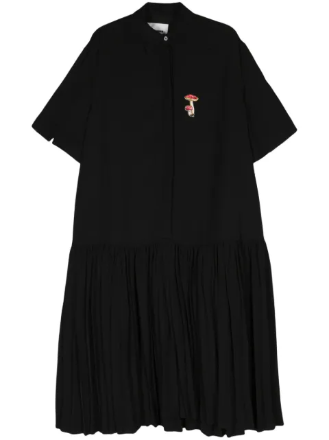 Jil Sander mushroom-embroidered crepe midi dress