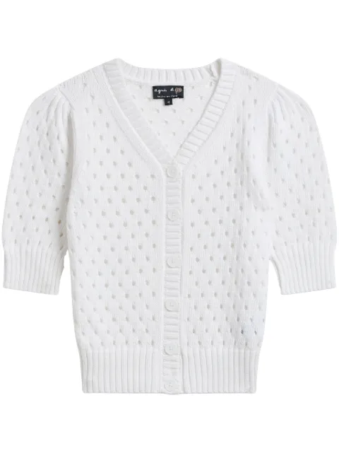 agnès b.  eyelet-embellished cotton cropped cardigan