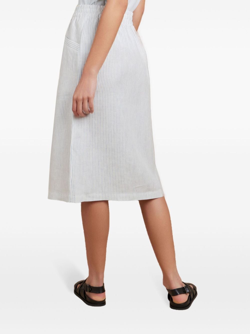 Shop Agnès B. Striped Midi Skirt In White