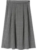 agnès b. pleated gingham midi skirt - Black