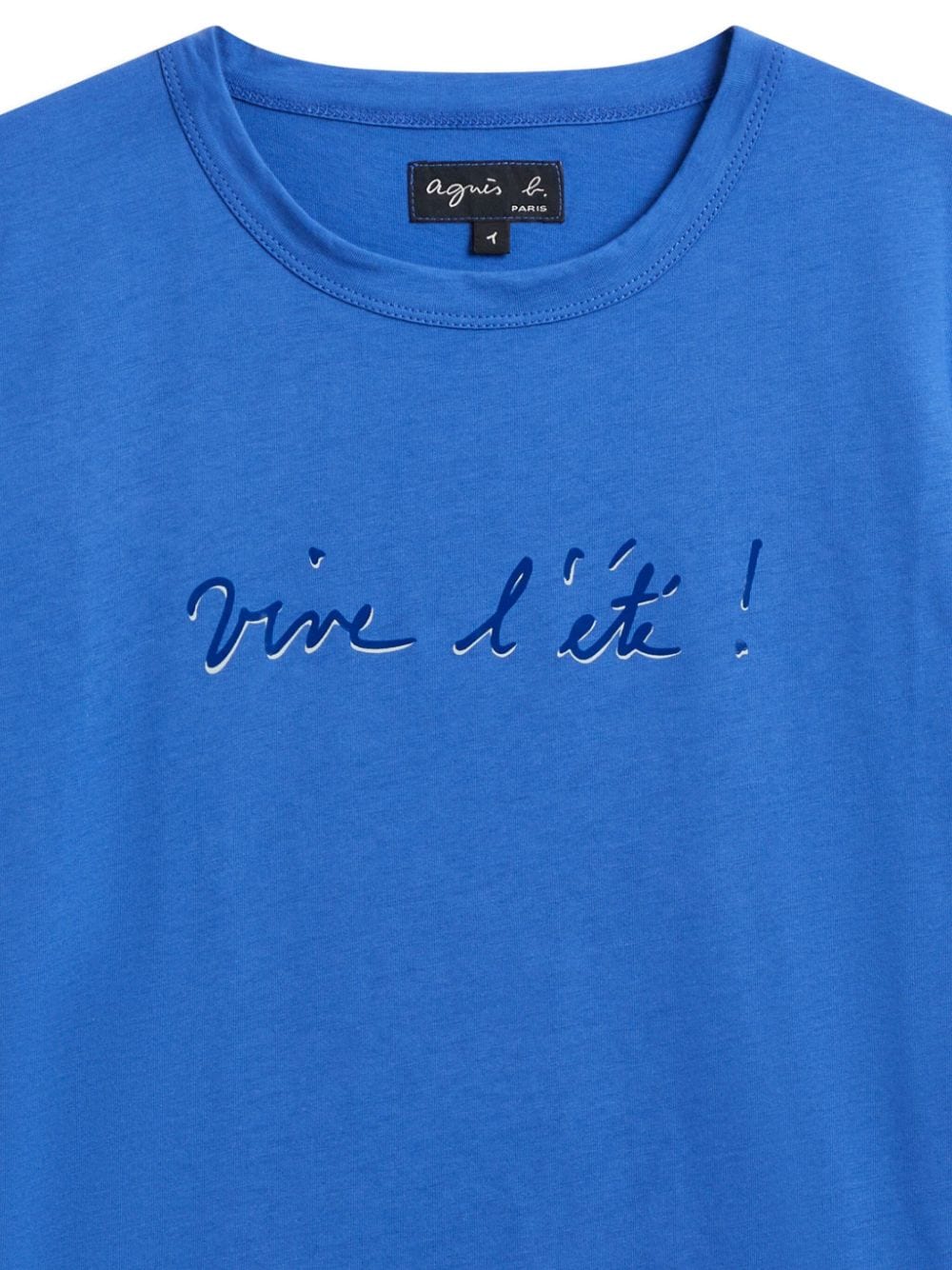 Shop Agnès B. Slogan-print Cotton T-shirt In Blue