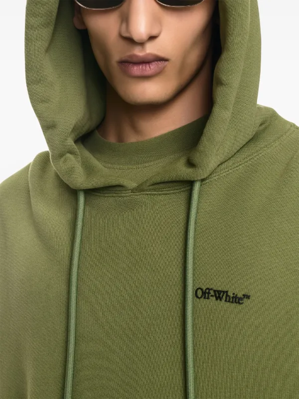 Off White logo print Hoodie Green FARFETCH AO