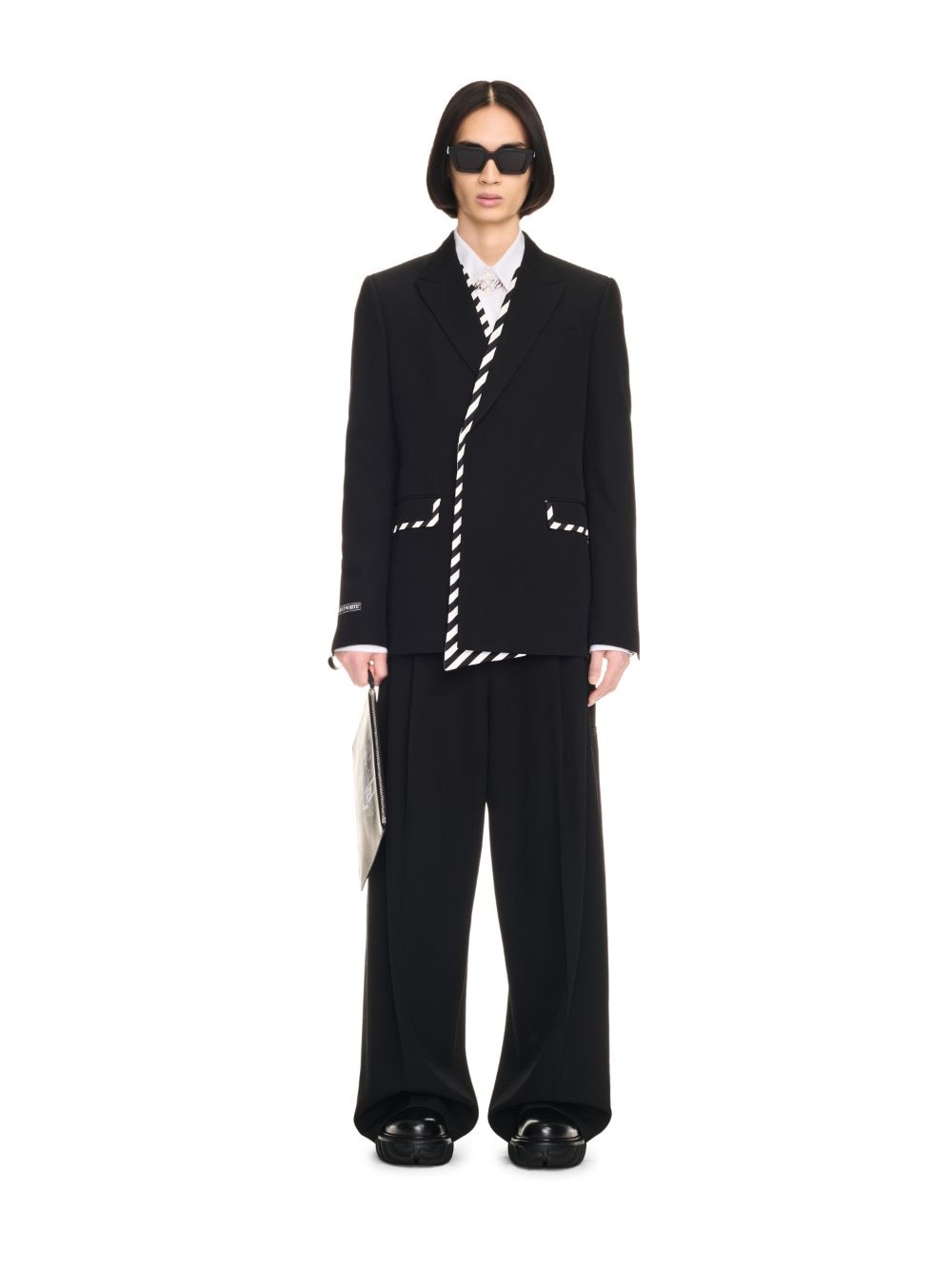 Shop Off-white Black Wool Tailored Pants