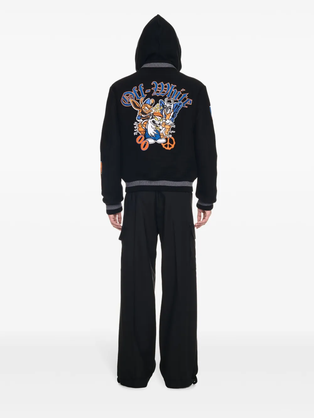 Off-White Bomberjack met chenille-logo Zwart