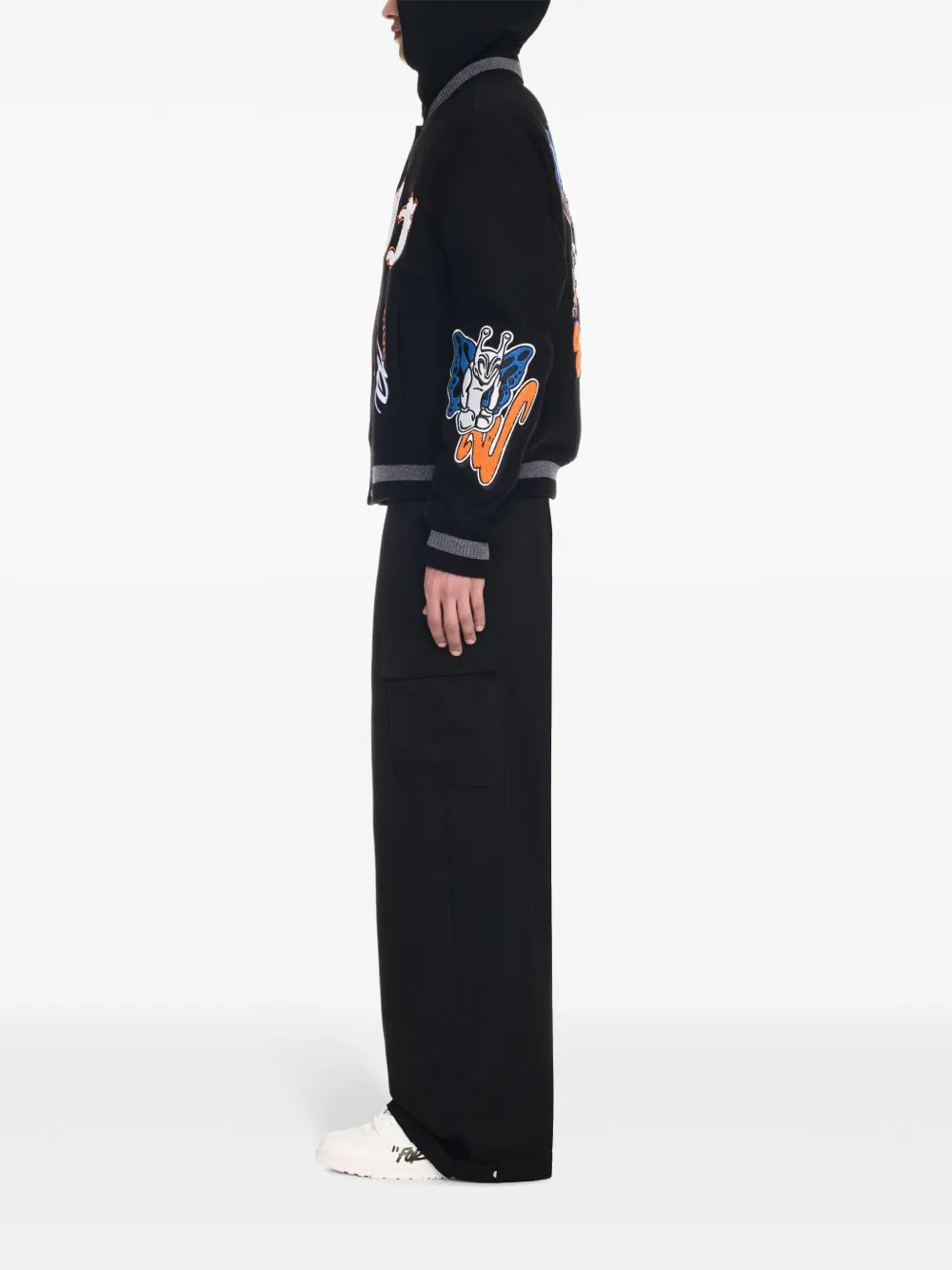 Off-White Bomberjack met chenille-logo Zwart