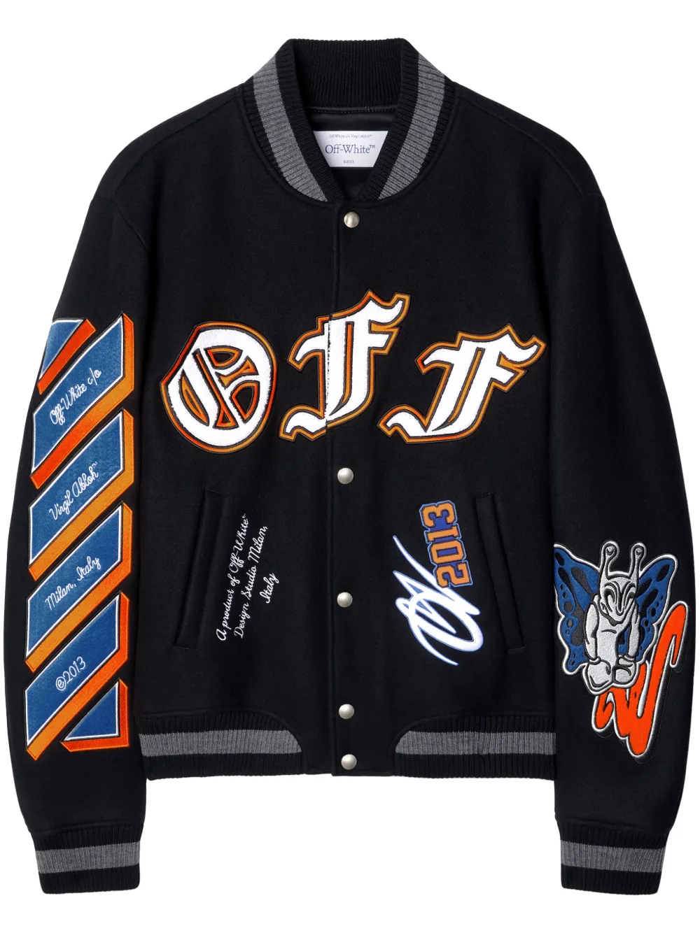 Off-White ロゴ ボンバージャケット - ブラック Off-White ロゴ ボンバージャケット - ブラック