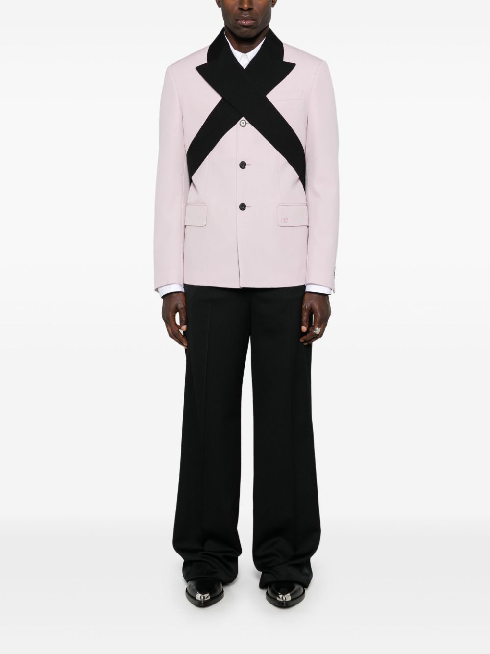 Off-White Blazer met contrasterende revers - Roze