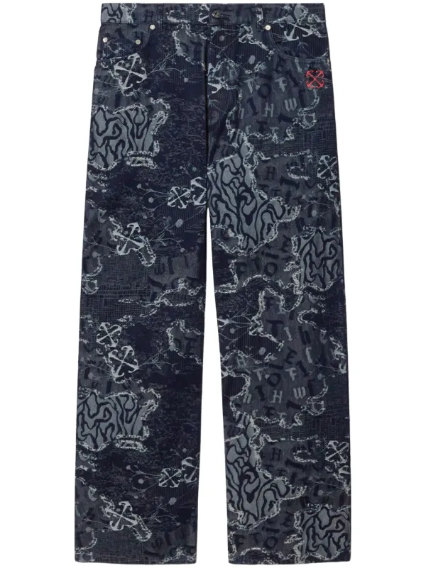 Off-White Arrow Jacquard Straight Jeans in Blue
