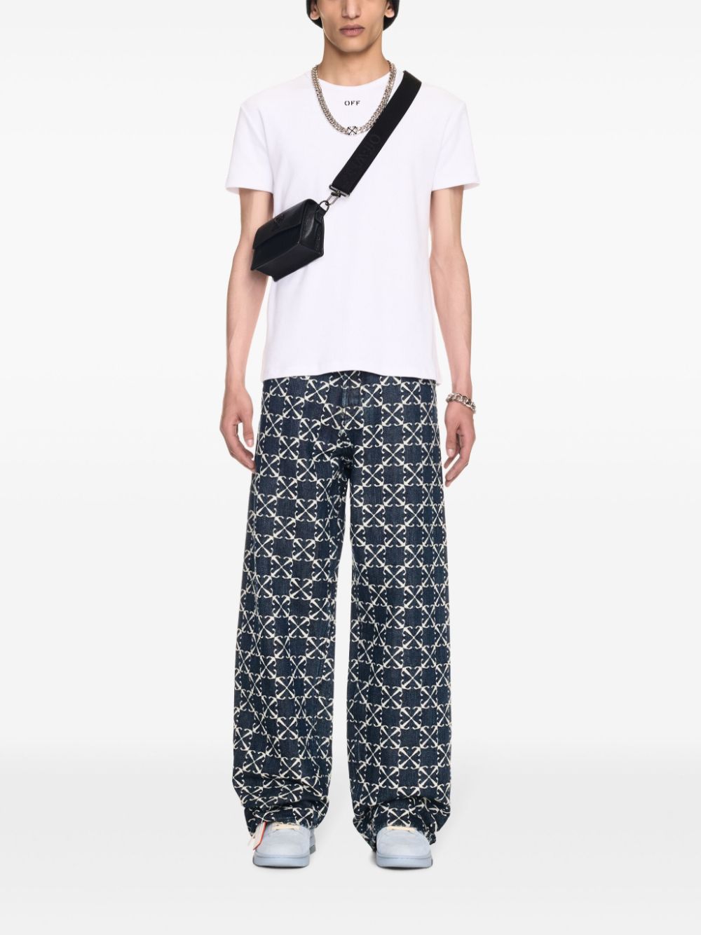 Off-White Straight jeans met Arrow-jacquard - Blauw