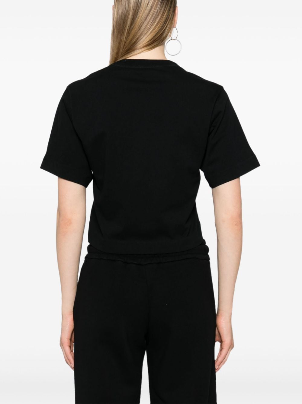 Shop Off-white Arrows-embroidered Cropped T-shirt In Black