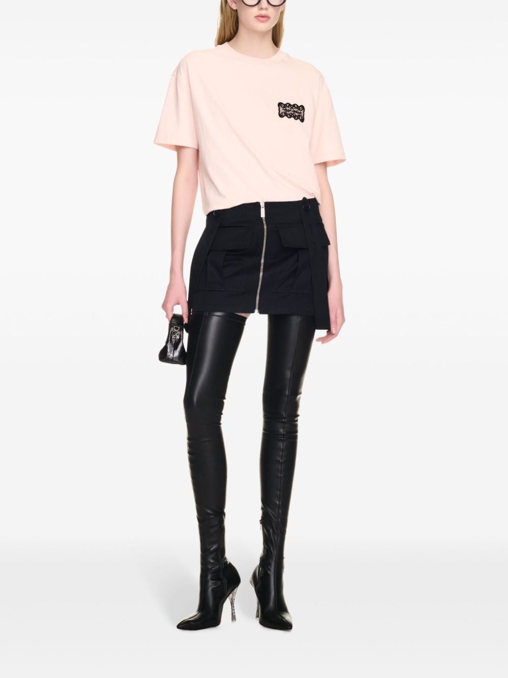 Shop Off-white Lace-detailing T-shirt In Pink