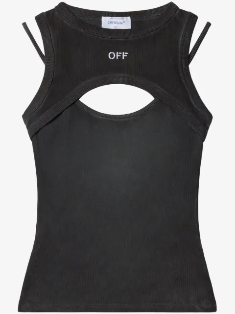 Off-White cut-out ribbed tank top