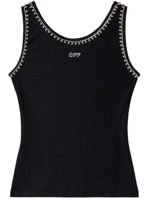 Off-White pearl-embellished ribbed tank top Women