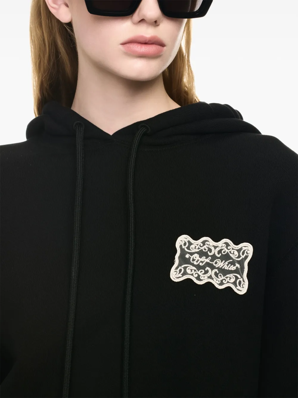 Off-White Katoenen hoodie met logo-applicatie Zwart