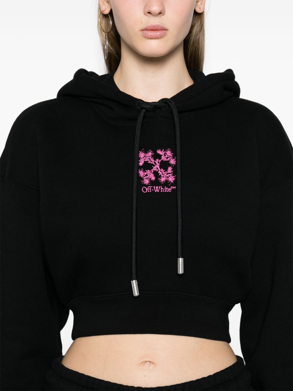 Off-White Arrows-embroidered cropped hoodie Women