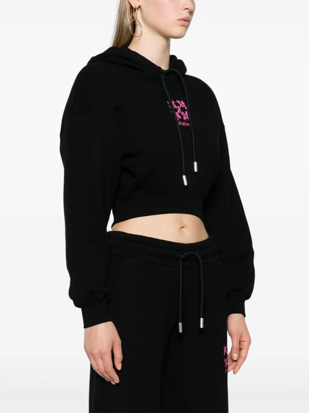 Off-White Arrows-embroidered cropped hoodie Women