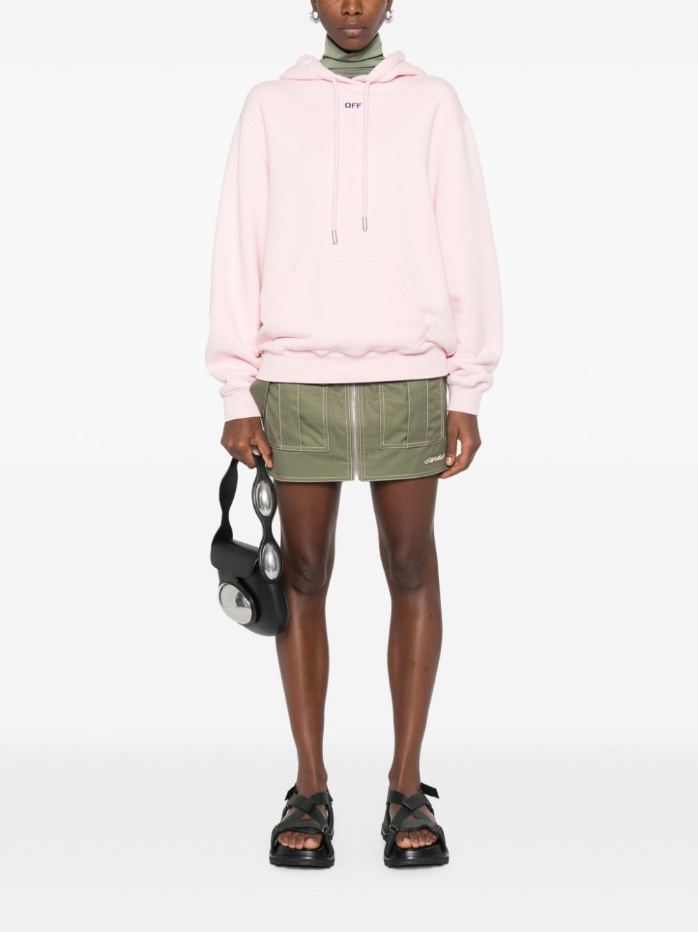 Off-White logo-embroidered hoodie - Pink