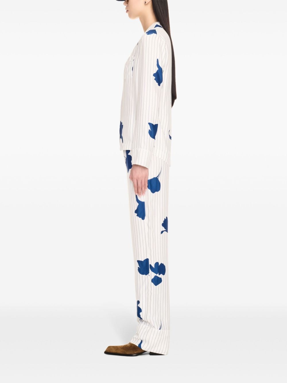 Shop Off-white Floral-print Trousers In White