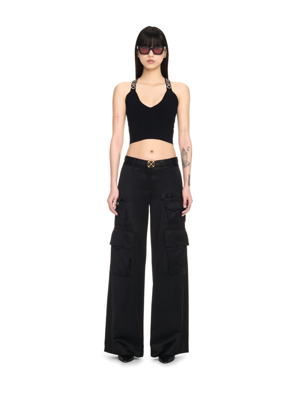 Shop Off-white Satin Toybox Cargo Pant In Black