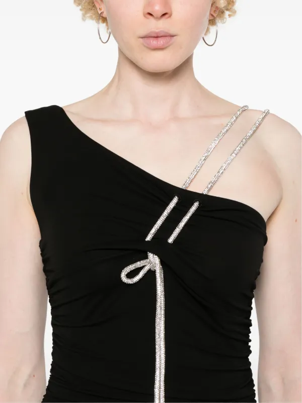 ワンピース OFF WHITE Black Crepe Mini Dress Off-White Asymmetric Crepe Mini Dress | Black | FARFETCH