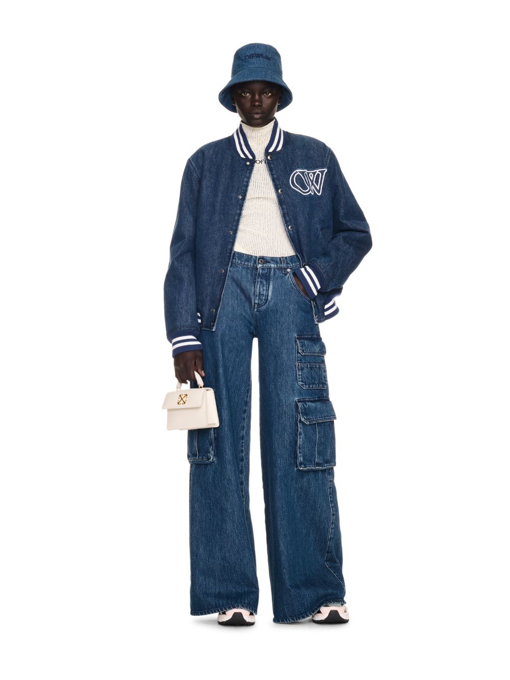 Shop Off-white Ow Full Denim Varsity In 蓝色