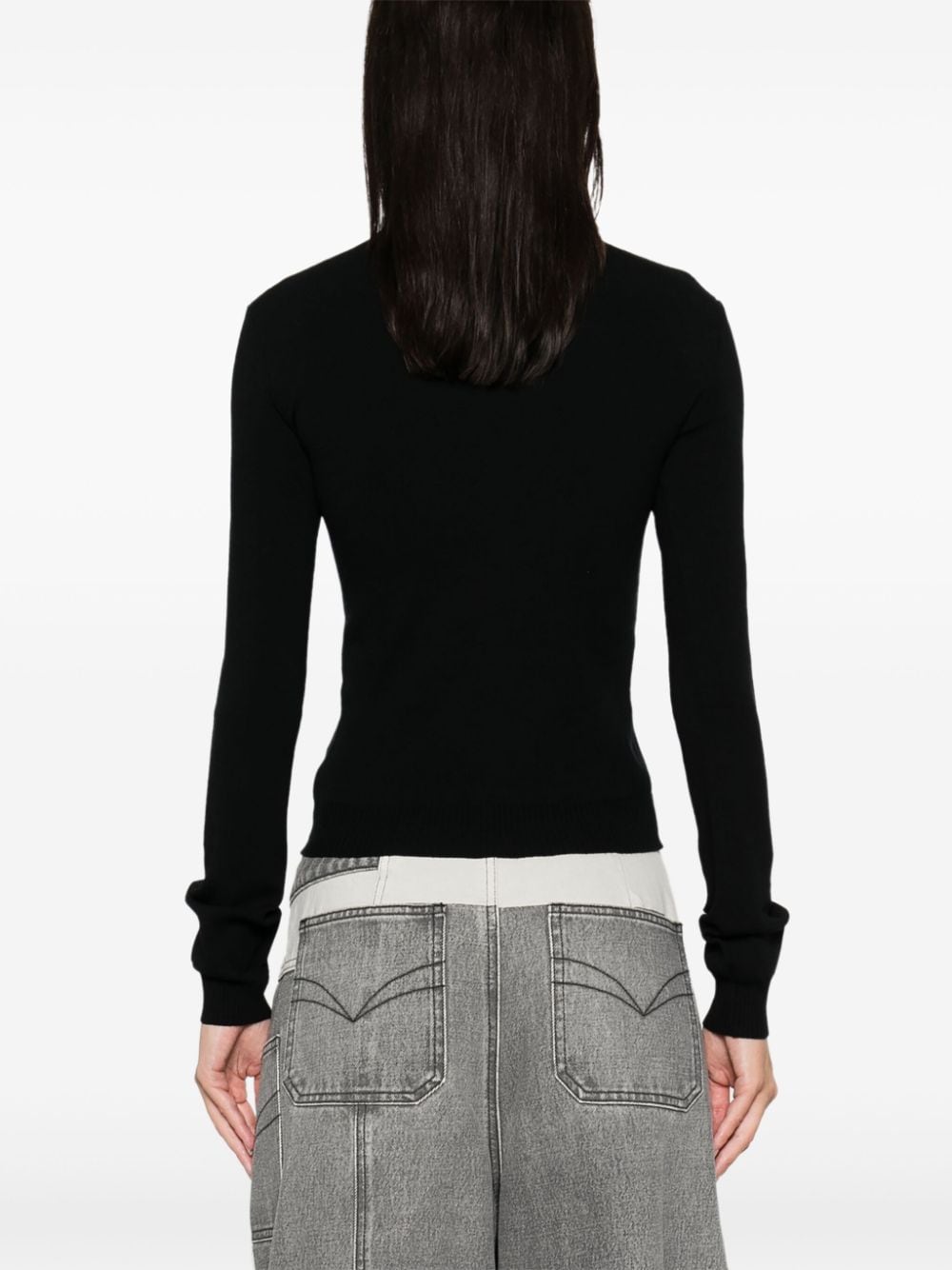 Shop Off-white Logo-stripe Mock-neck Top In Black