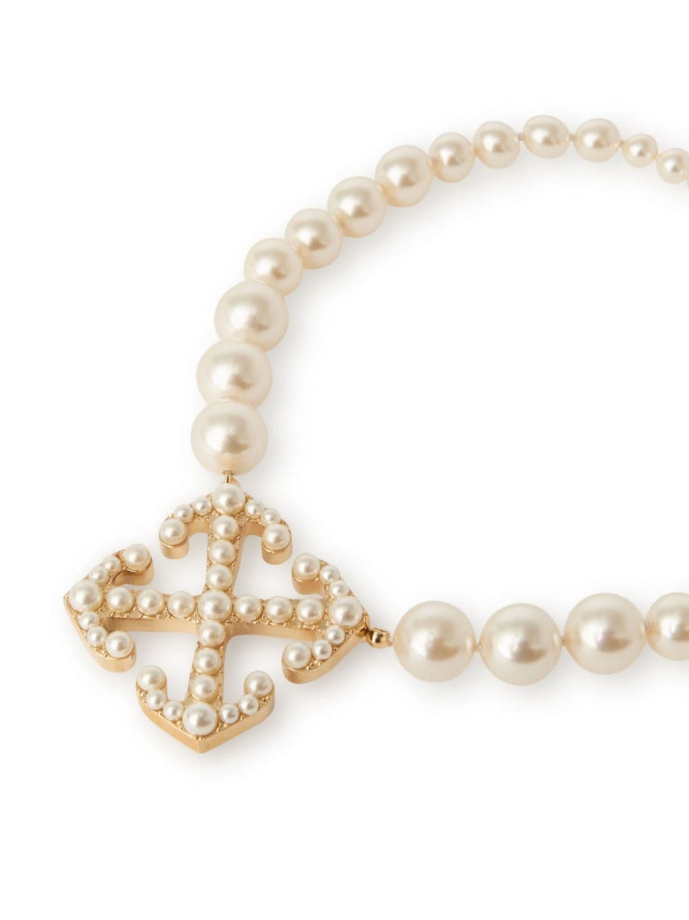 Off-White Pearls Pave halsketting met pijlpatroon - Goud