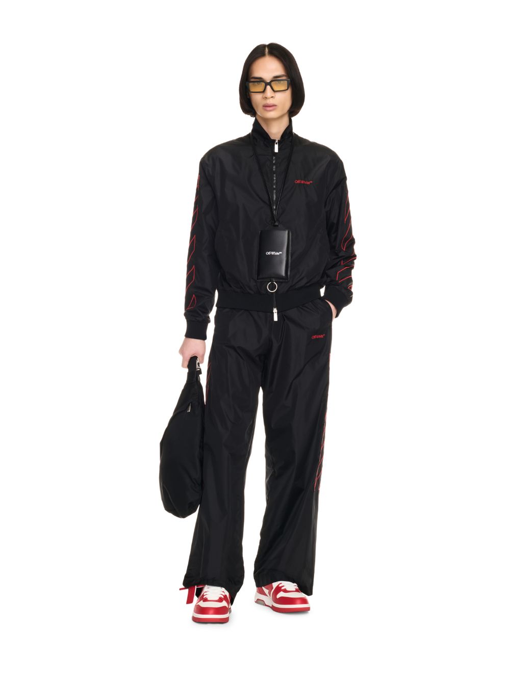 Shop Off-white Outl Diag Nyl Trackpant In 黑色