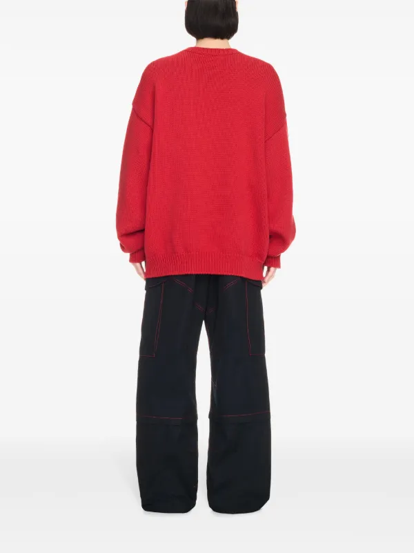 Off White Intarsia Trui Met Patroon Rood FARFETCH NL