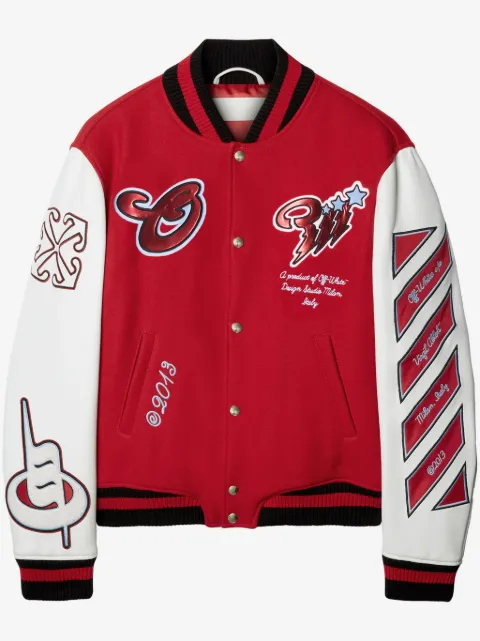 Off-White chamarra bomber con diseño patchwork