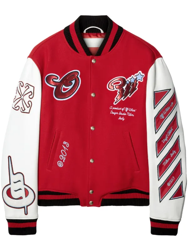 Off White Varsity Bomber Jacket Red