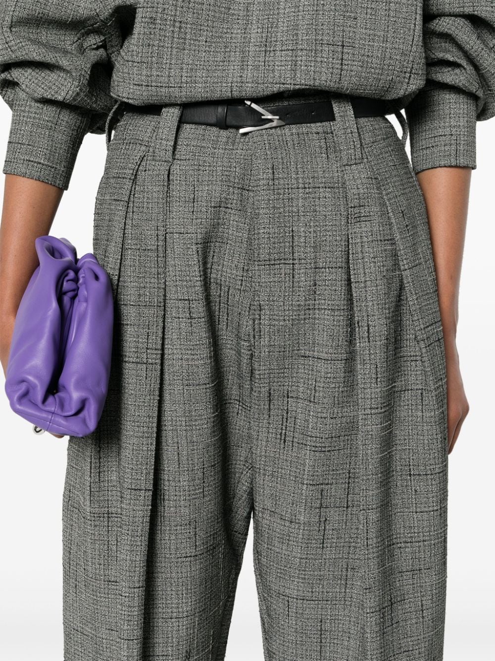 Shop Bottega Veneta Pleat-detail Wide-leg Trousers In Grau