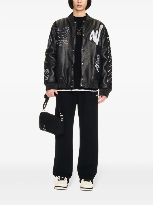 【最安値挑戦】 Off-White パッチワーク ボンバージャケット | ブラック ジャケット・アウター