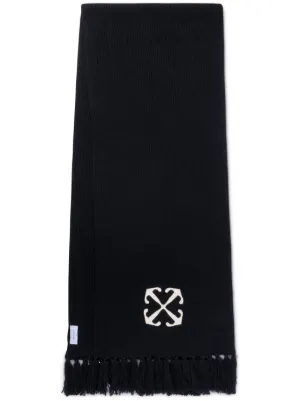 Off-White Arrows-embroidered Wool Scarf | Grey | FARFETCH BN