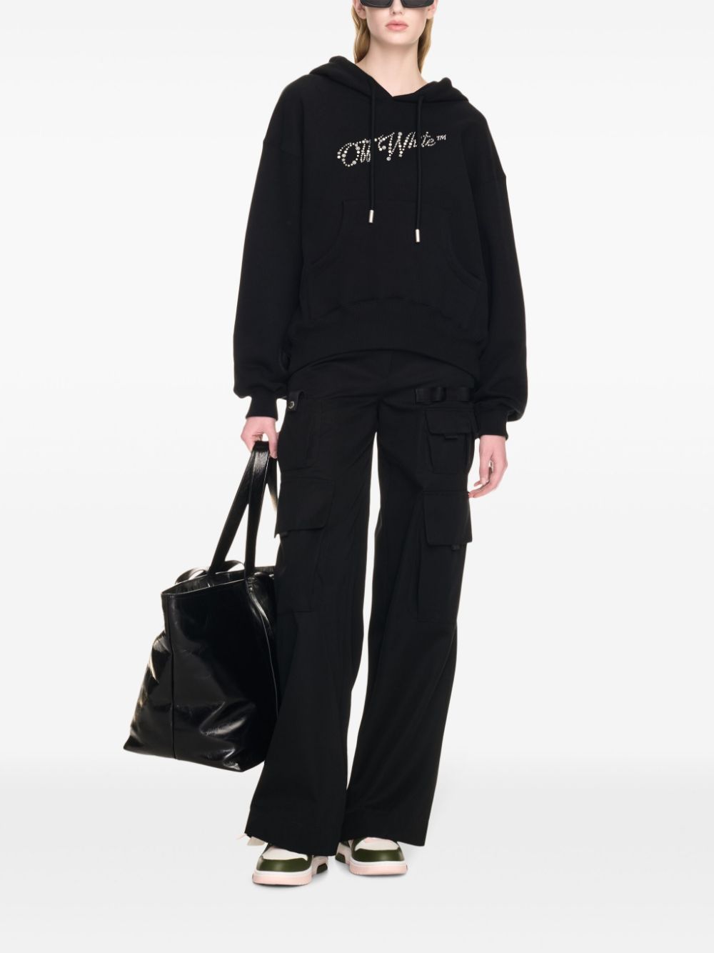 Off-White logo-embellished hoodie - Black