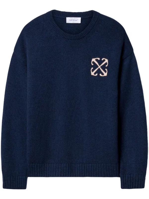 Off-White Intarsia-knit Logo Jumper in Blue