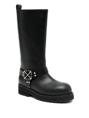 ロングブーツ OFF WHITE Black Leather Spring Ankle Boots Off-White™ sz39 Black Leather Zip Tie Tag Ziptie Bootie