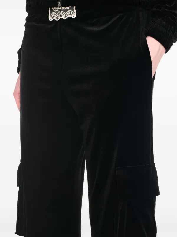Off-White Velvet Cargo Track Pants | Black | FARFETCH