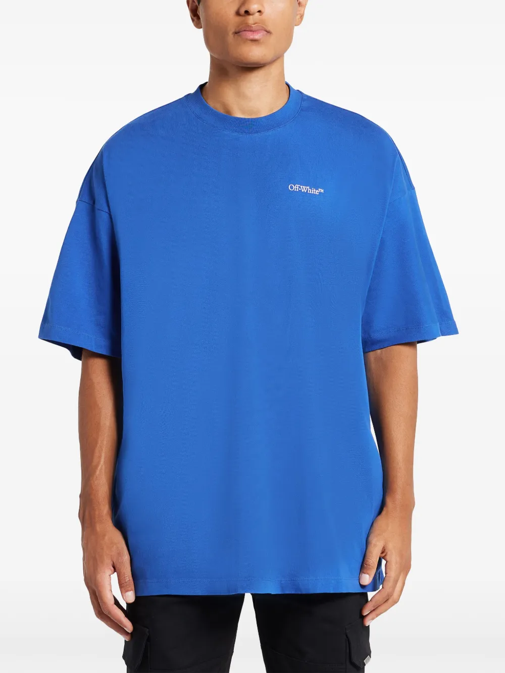 Tシャツ・カットソー Off-White Men T-shirt Blue OMAA120S23JER020 6901 Off-White Logo Print T-shirts | Blue | FARFETCH